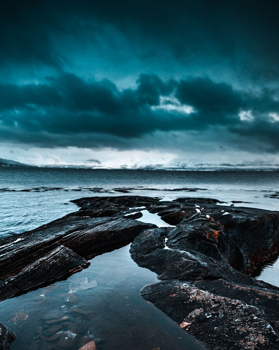 Ocean, clouds, cloudy, nature, norway, sea, seascape, sky, cloud - sky HD wallpaper