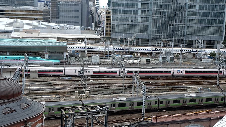 japan, chiyoda-ku, kitte, shinkansen, station, lines, electricity