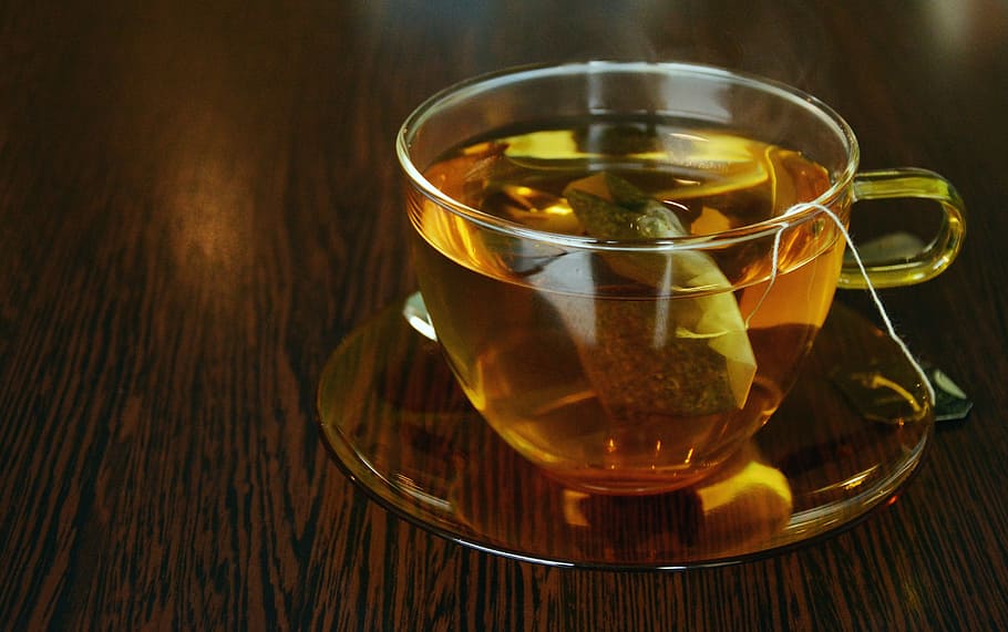 green, tea, teabag, drink, hot, cup, fresh, food and drink HD wallpaper