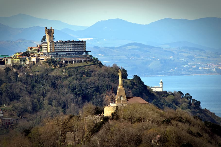 mount, landscape, nature, spring, basque country, architecture HD wallpaper