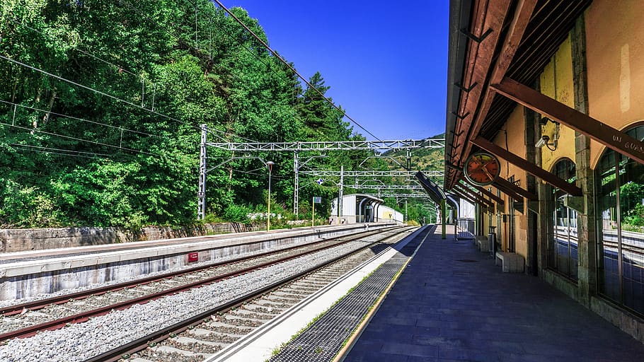 station, railway, architecture, platform, urban, output, perspective HD wallpaper