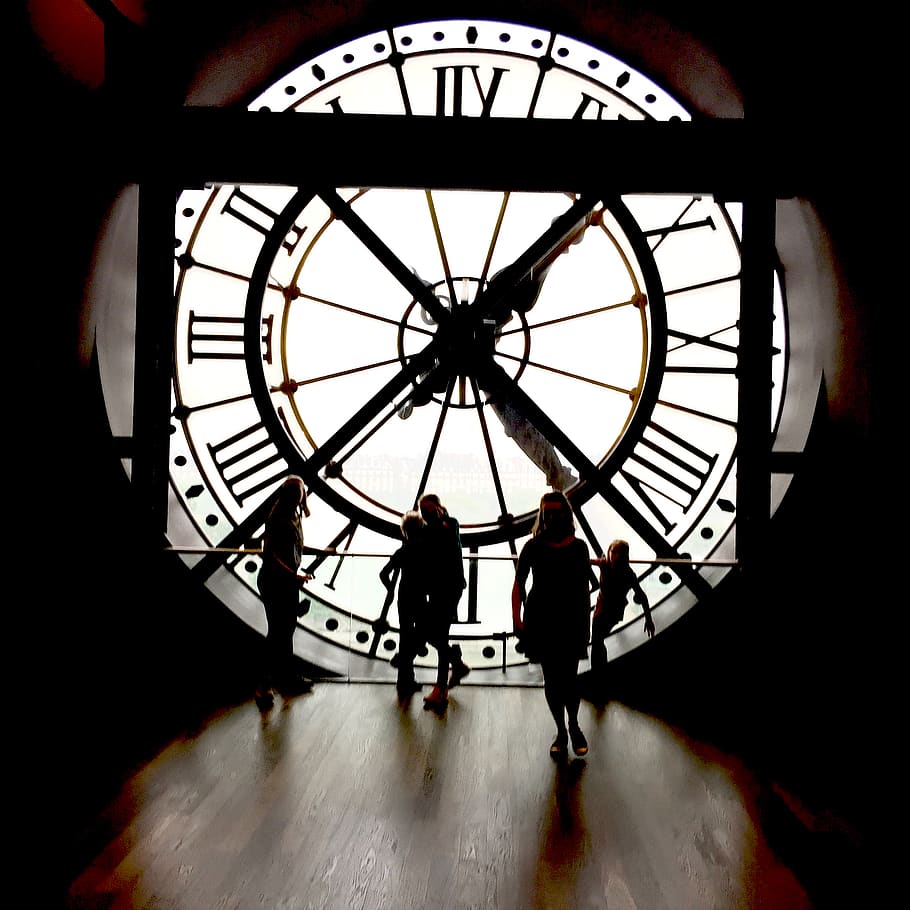 paris, france, musée d'orsay, musee d'orsay, clock, group of people, HD wallpaper