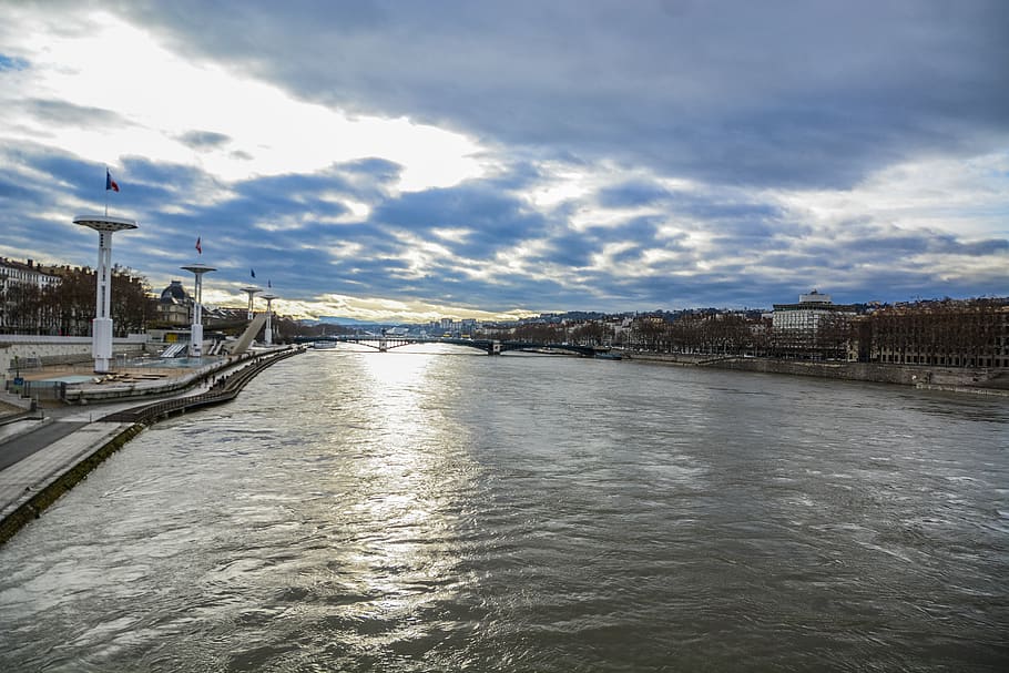 france, lyon, water, sky, cloud - sky, architecture, built structure HD wallpaper