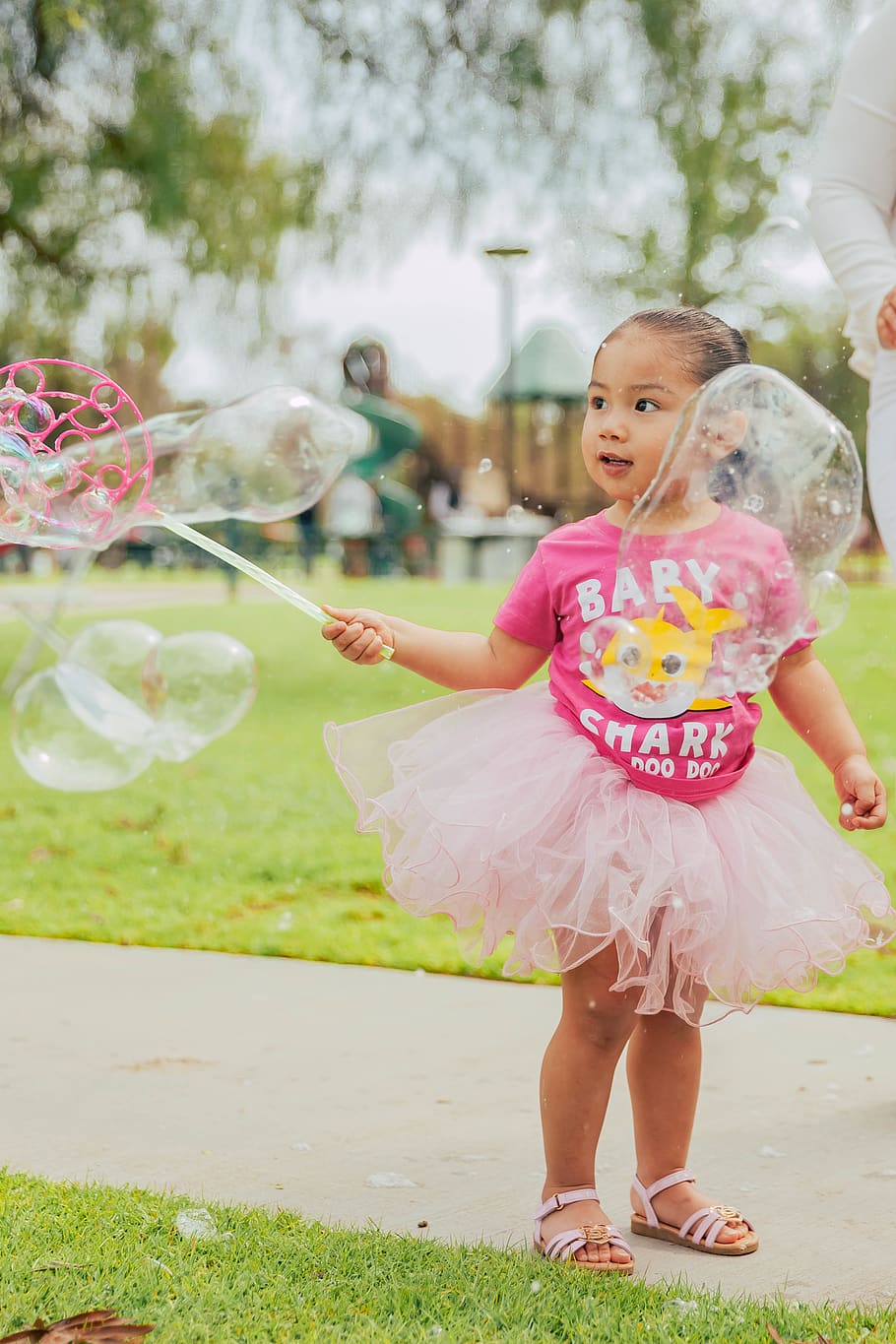 girl playing bubbles during daytime, child, childhood, girls HD wallpaper