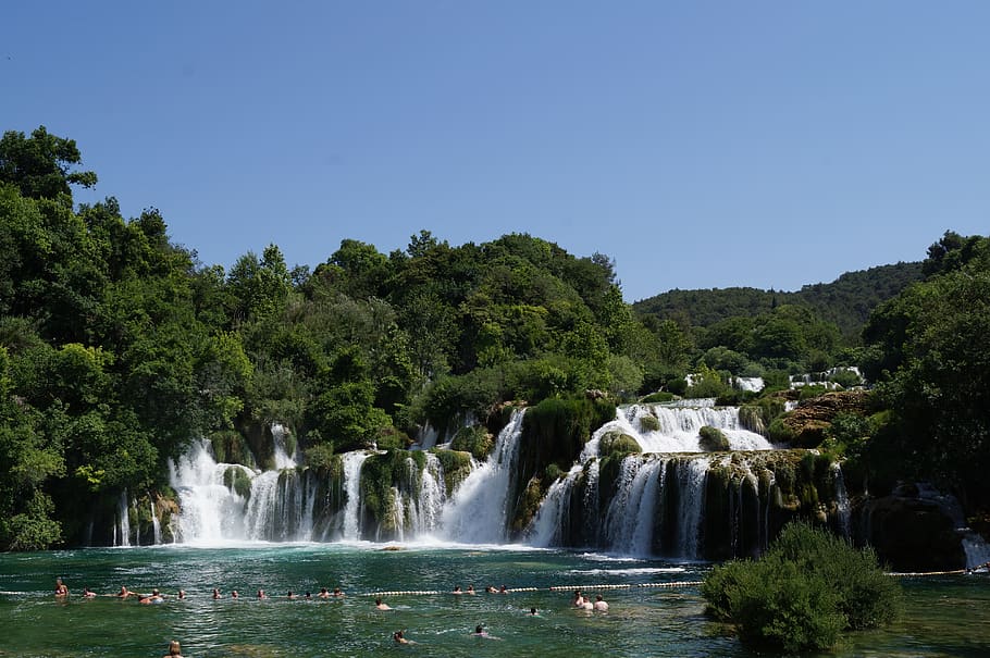 krka, croatia, waterfall, nature, tourism, river, summer, landscape