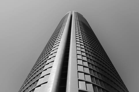 madrid, spain, sky, skycrapper, blackandwhite, tower, building HD wallpaper