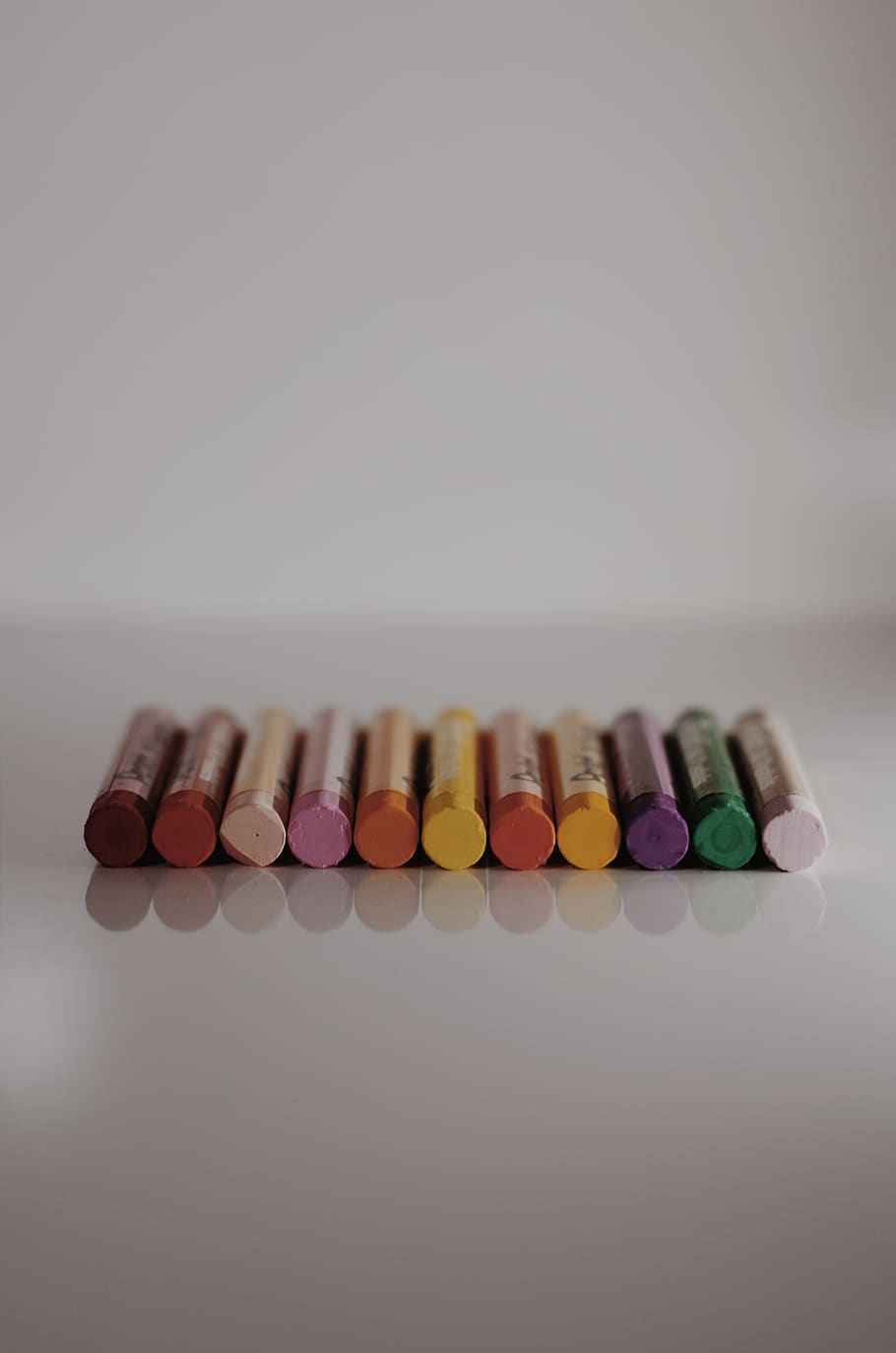 Crayons on White Surface, colorful, colors, colourful, colours HD wallpaper