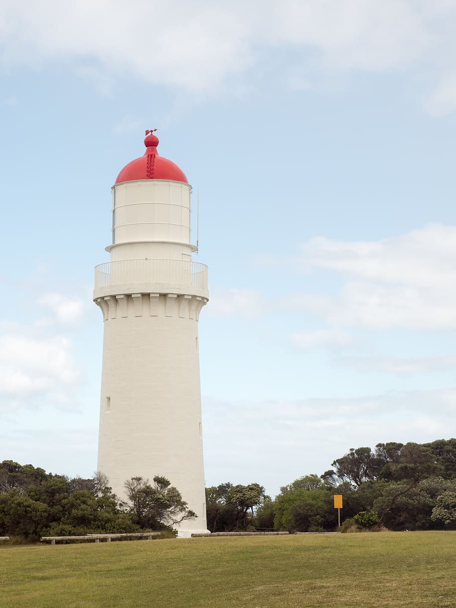 australia, cape schanck, clouds, simple, lighthouse, white HD wallpaper