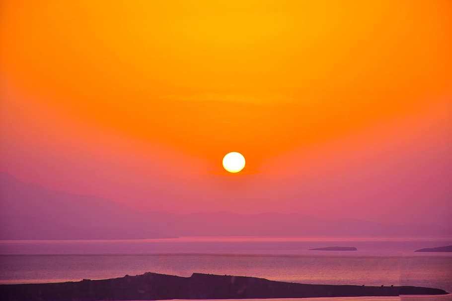 sunset, solar, cloud, marine, sky, scenics - nature, sea, tranquility HD wallpaper