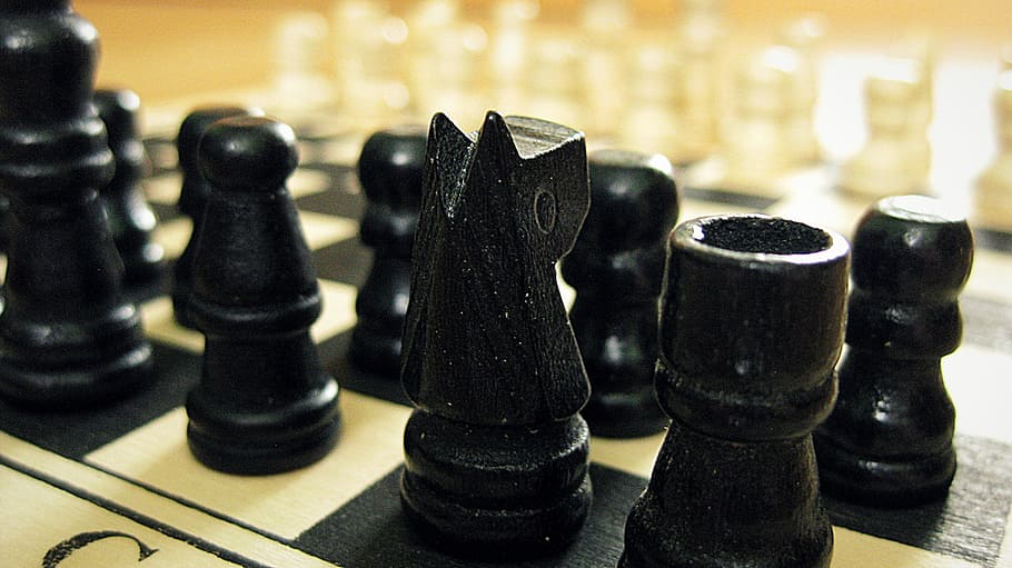 Black Chess Pieces on Chess Board, battle, challenge, chessboard HD wallpaper
