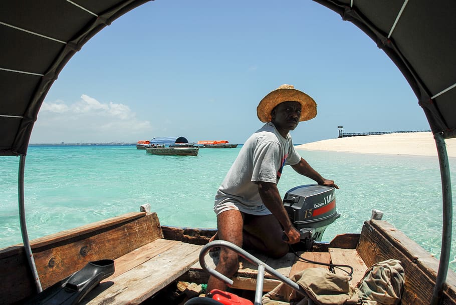 tanzania, zanzibar city, boat, ocean, africa, blue, sailing