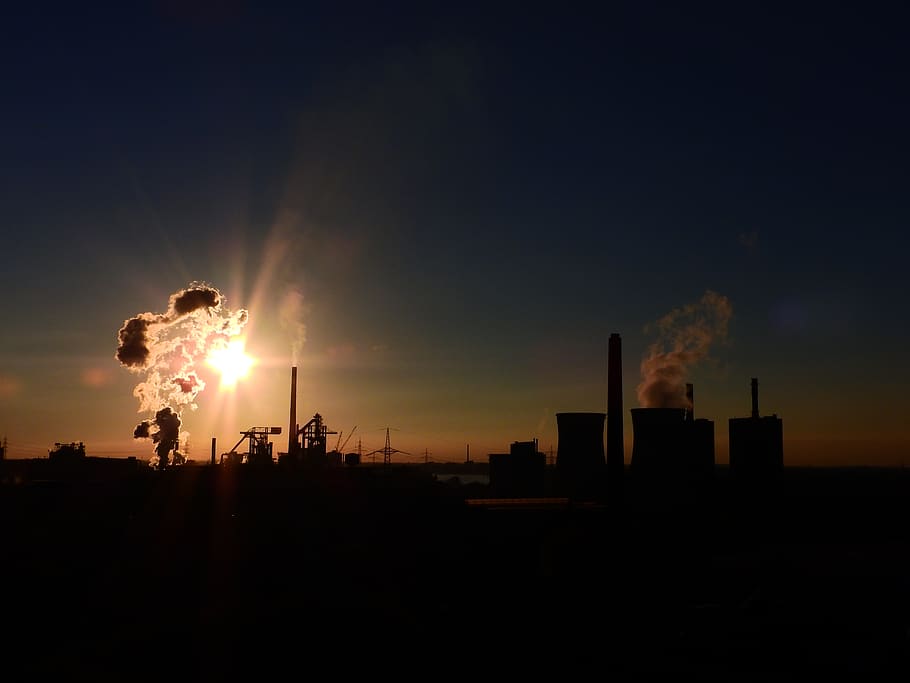 power plant, industry, chimney, smoke, industrial plant, pollution