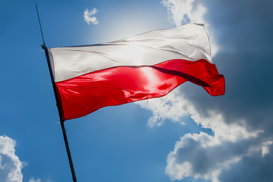 Flag of Poland, polish flag, polska, red, white, blue, white and red, HD wallpaper