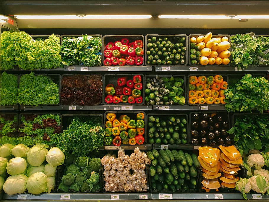 bunch of vegetables, market, plant, shop, grocery store, supermarket, HD wallpaper