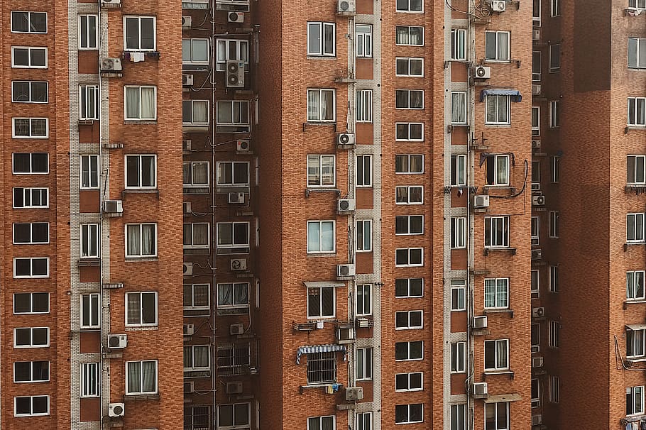brown commercial building, urban, city, high rise, town, apartment building HD wallpaper