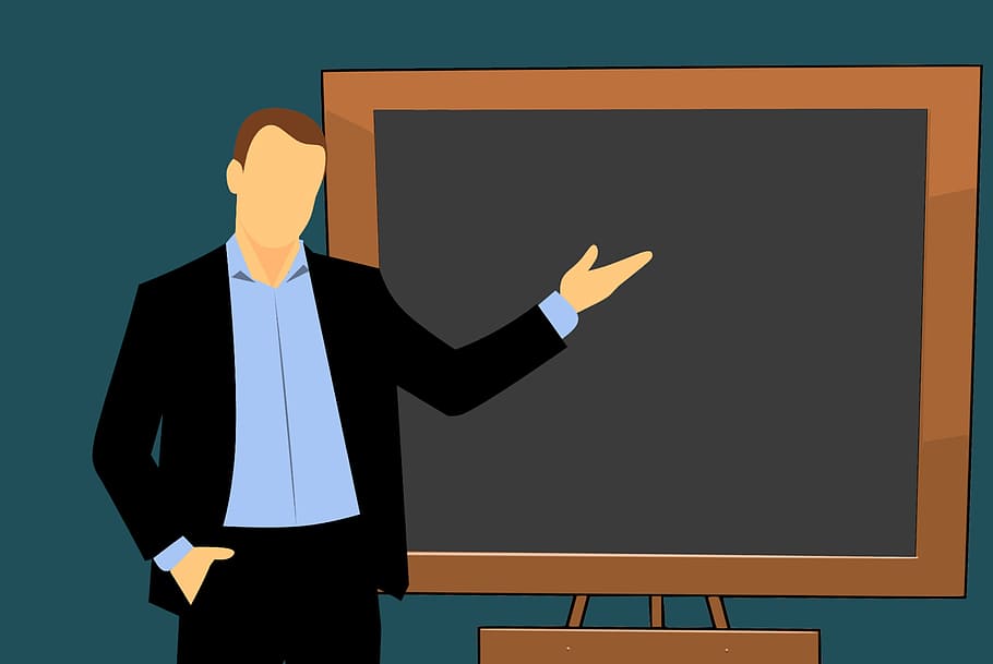 HD wallpaper: Illustration of teacher in front of black chalkboard., cartoon  | Wallpaper Flare
