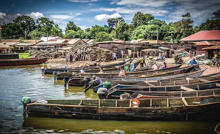 uganda, entebbe road, kampala, lake, boats, africa, african, HD wallpaper