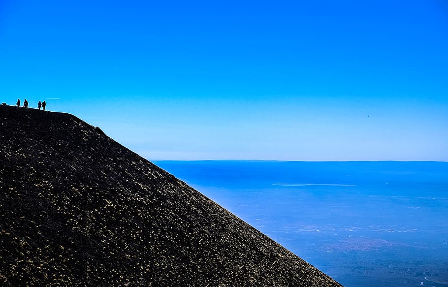 italy, mount etna, sky, blue, sea, water, scenics - nature HD wallpaper