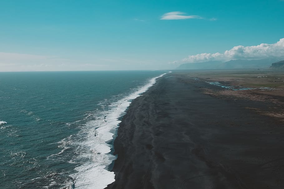 iceland, vik, beach, sea, sky, black beach, ocean, water, scenics - nature HD wallpaper