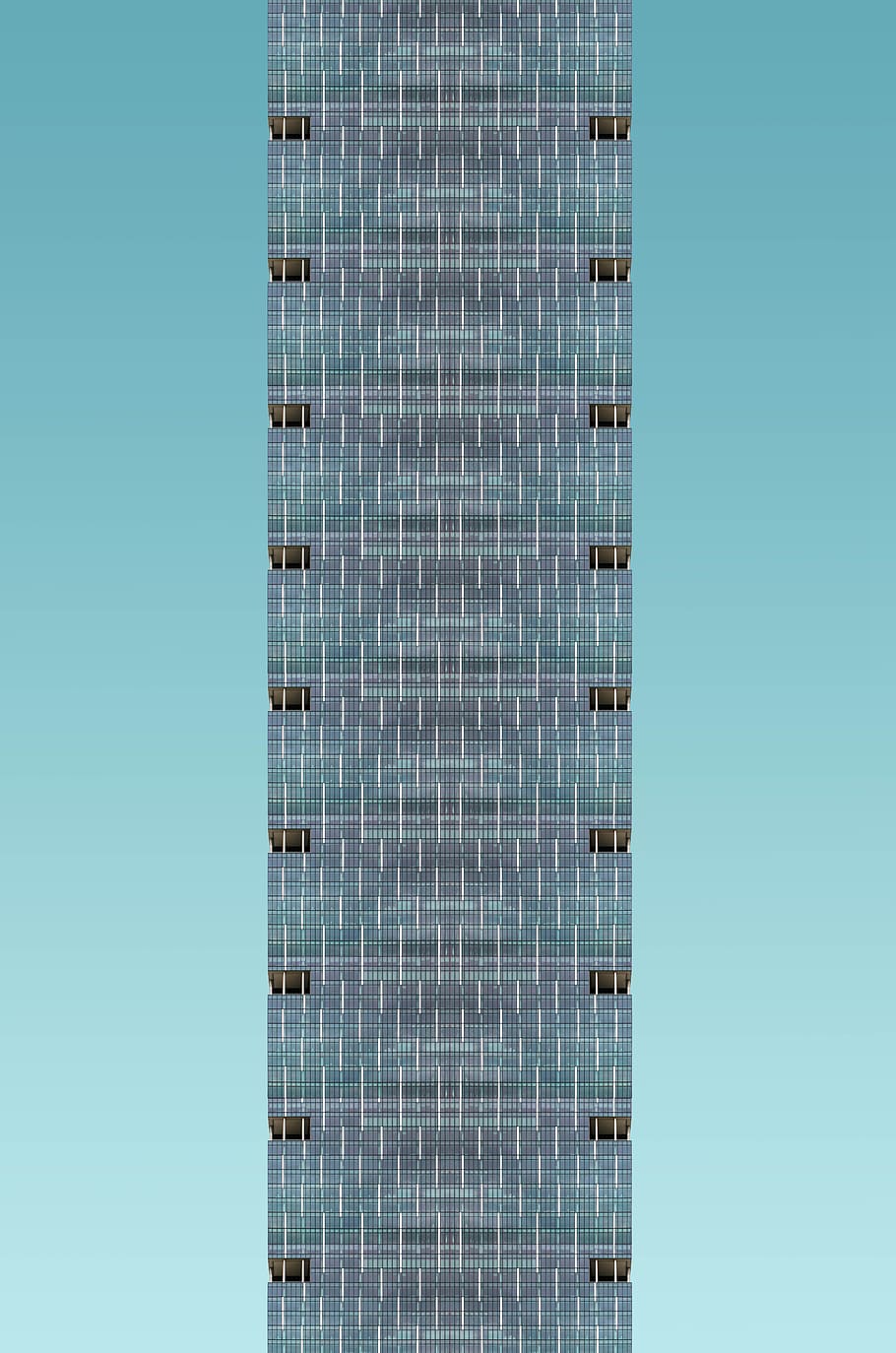 gray textile, building, sky, blue, architecture, modern design HD wallpaper