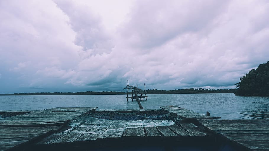 lake, forest, water, cloud - sky, sea, nautical vessel, transportation HD wallpaper