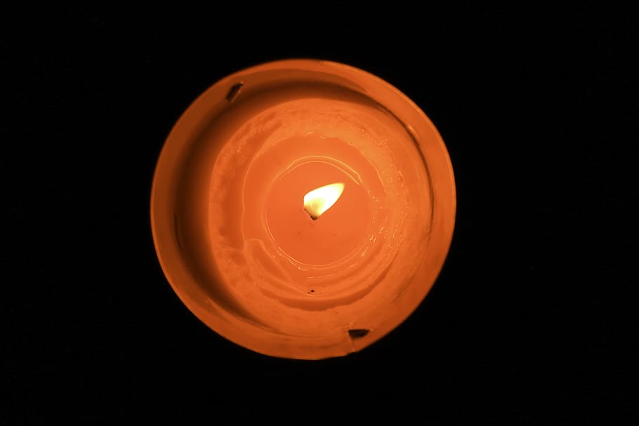 candle, flame, fire, red, warm, burning, black background, fire - natural phenomenon HD wallpaper