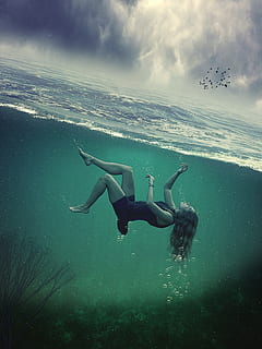 HD wallpaper: image, under water manipulation, underwater, clouds ...