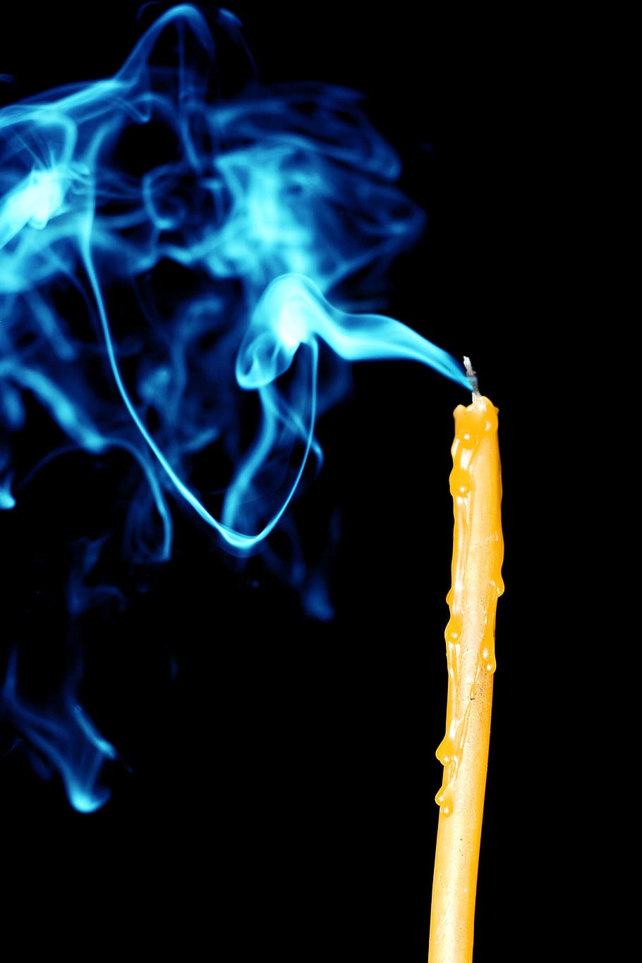 black, background, wax, dark, isolated, candle, smoke, black background HD wallpaper