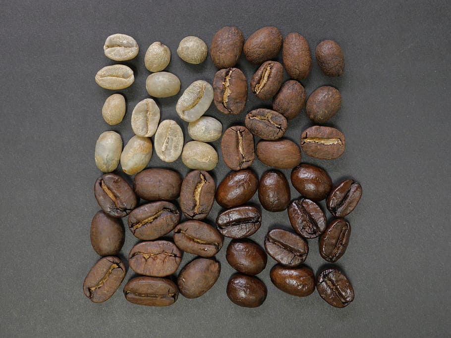 brown coffee beans, grind, espresso, roasted, java, drink, hot