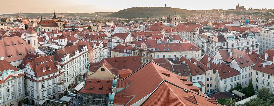 Panorama of the city of Prague in the Czech Republic, architecture
