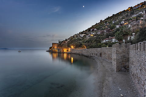 HD wallpaper: alanya, port, turkey, fortress, castle, coast, boat, mediterranean - Wallpaper Flare