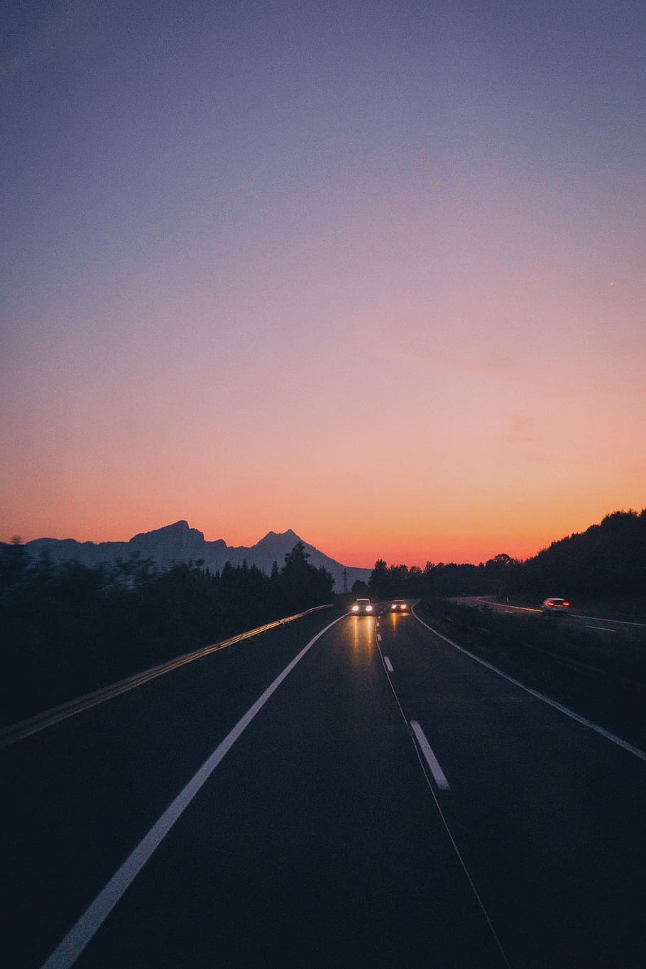 Scenic View Of Road During Dawn, clear sky, expressway, headlights HD wallpaper