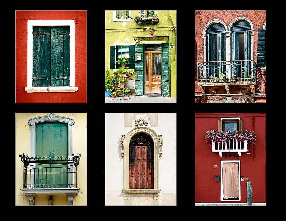 windows, architecture, wall, balcony, color, colorful, building exterior HD wallpaper