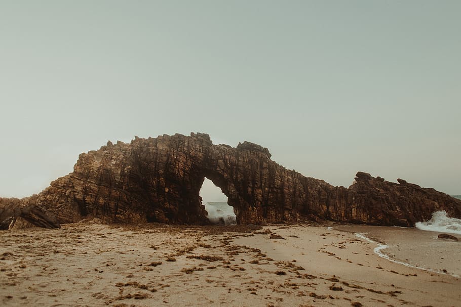 brown rock formation, nature, ocean, sea, outdoors, brazil, water HD wallpaper