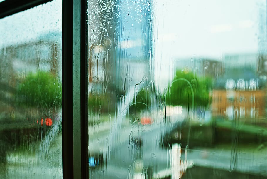hamburg, germany, rain, window, view, blurred, glass - material HD wallpaper