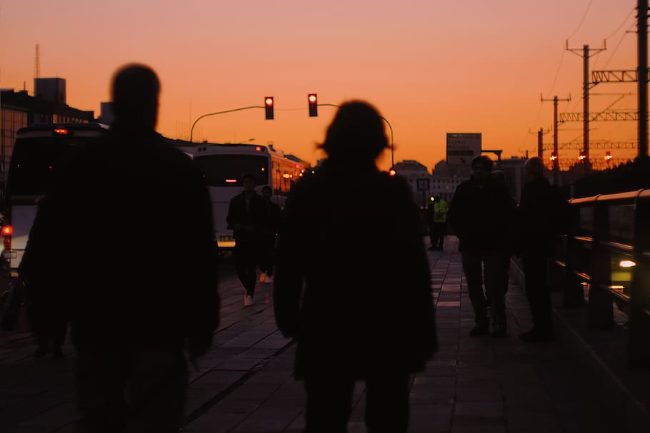 pedestrian, human, person, light, traffic light, silhouette HD wallpaper