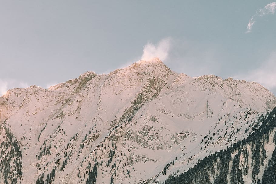 Mountain Coated by Snow Landscape Photography, clouds, cold, daylight HD wallpaper