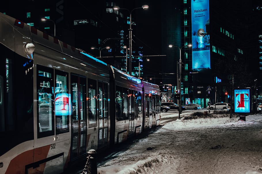 city train view during night, vehicle, transportation, car, automobile HD wallpaper