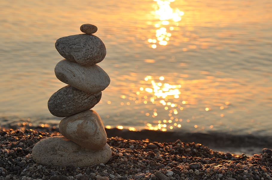 zen, roller, meditation, balance, sunset, solid, stack, rock HD wallpaper