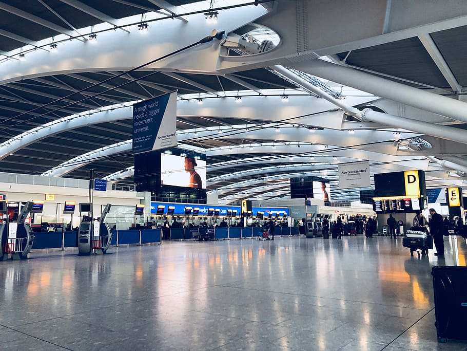 photo of departure area, terminal, airport terminal, interior, HD wallpaper