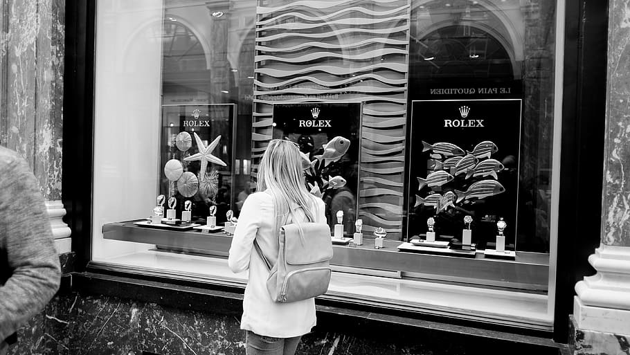 brussels, belgium, backpack, shop, show window, girl, woman HD wallpaper