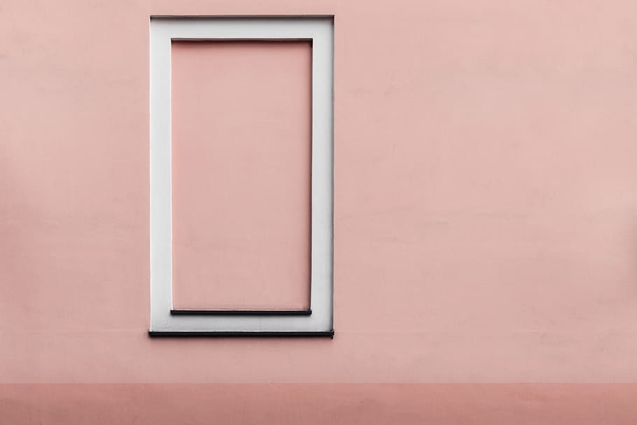 empty rectangular gray photo frame, window, wall, building, urban HD wallpaper