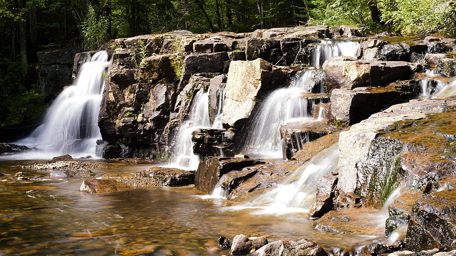 Time-lapse Photography of Waterfalls, bedrock, cascade, environment