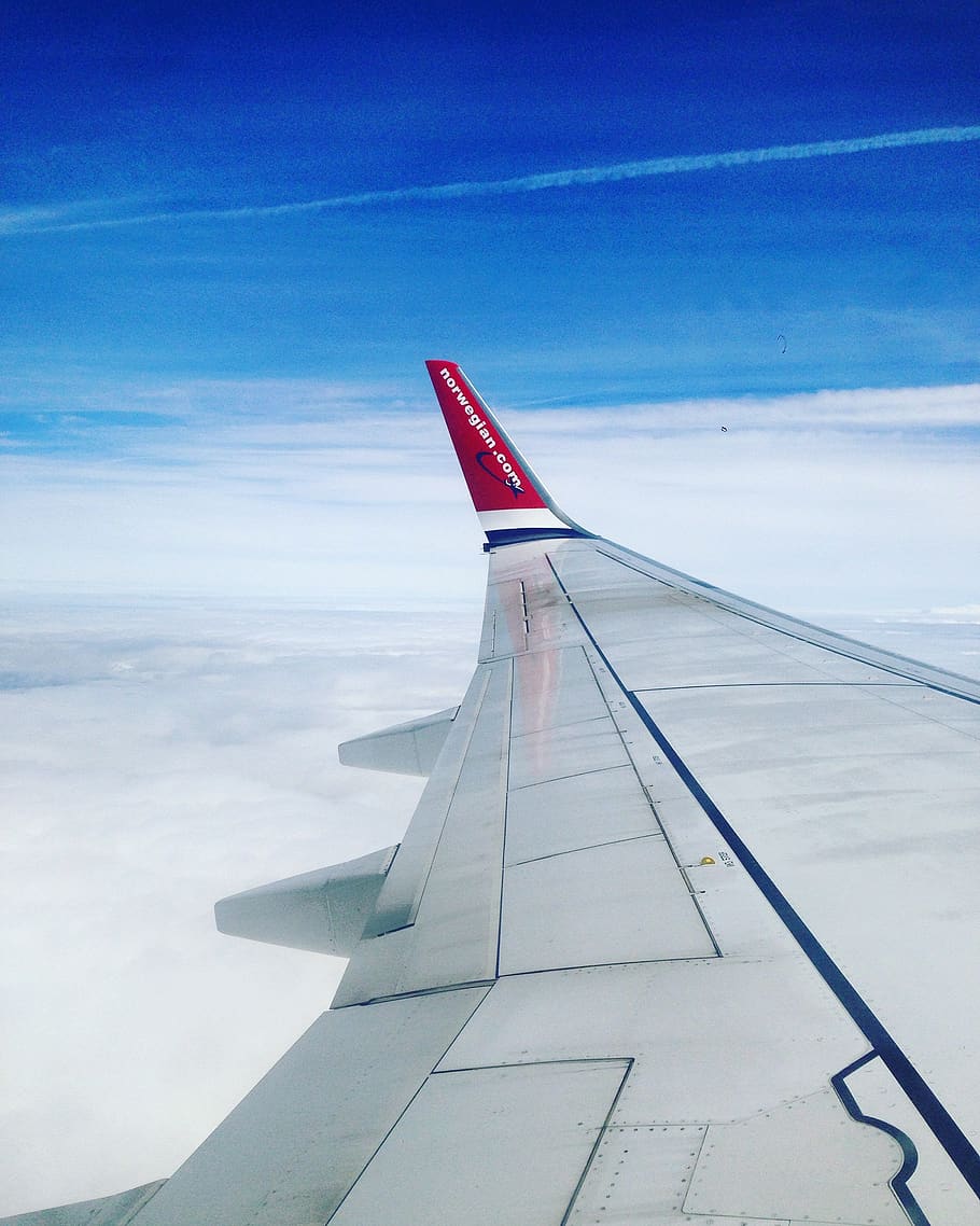 plane, clouds, sweden, sky, airplane, air vehicle, cloud - sky HD wallpaper