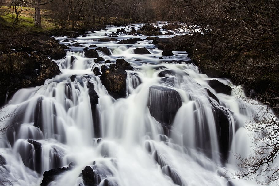 Landscape Photography of River, cascade, cold, fall, flow, long exposure HD wallpaper