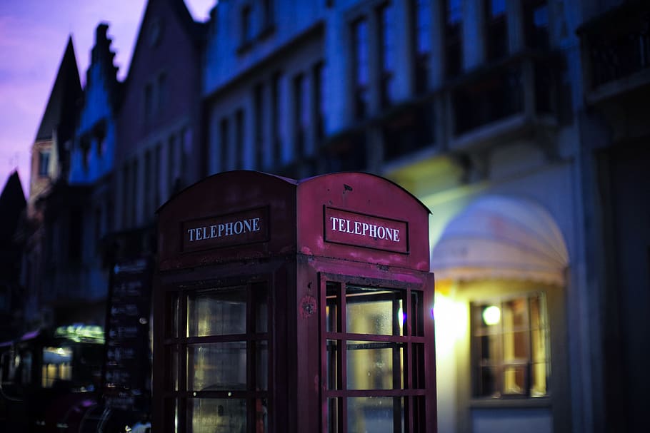Online crop | HD wallpaper: red Telephone booth, building exterior ...