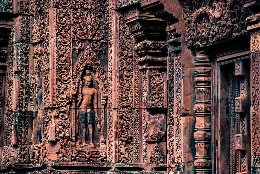male statue on brown concrete building, architecture, human, person