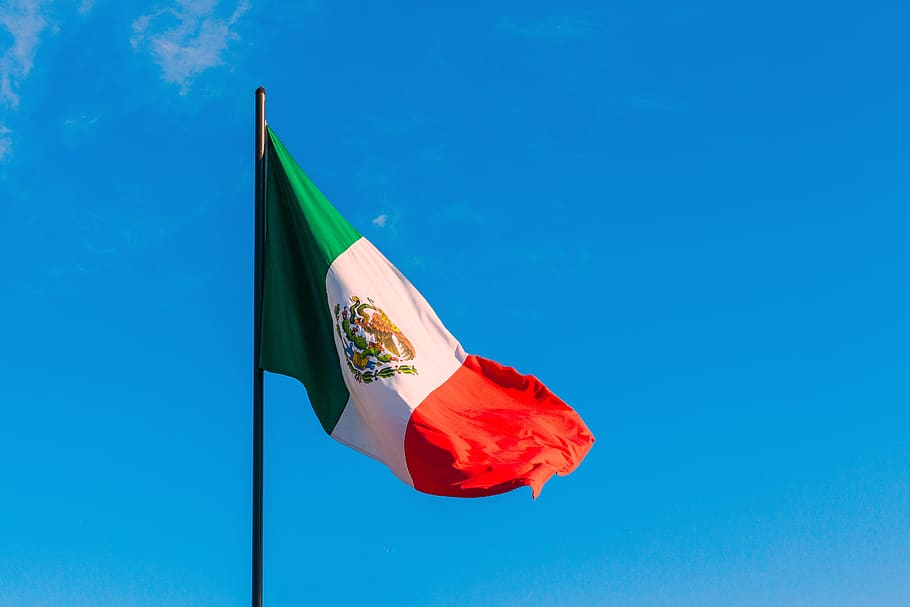 mexico, montemorelos, flag, blue, patriotism, nature, wind HD wallpaper