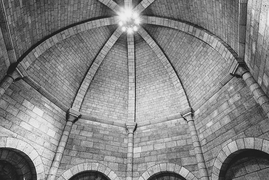 building, architecture, arched, vault ceiling, apse, brick HD wallpaper