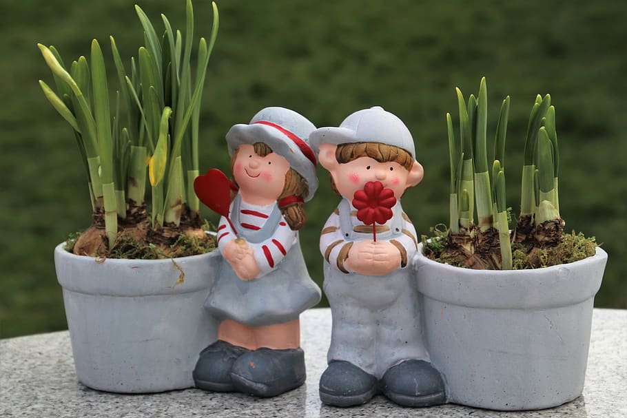 spring, total, plants, pot, in the garden, two, for you, friends HD wallpaper